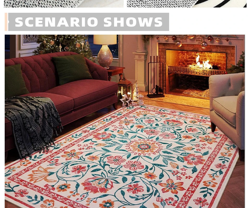 Tapis Floral Doux et Lavable en Machine – Référence : 738495