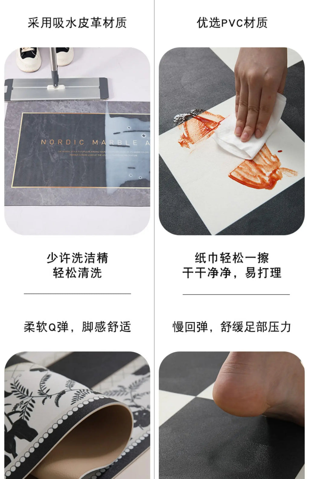 Tapis Cuisine PVC Fleurs Antidérapant – Référence: 104693