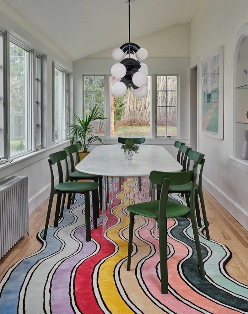 Tapis Géométrique Arc-en-Ciel Doux et Non-glissant – Référence : 672894