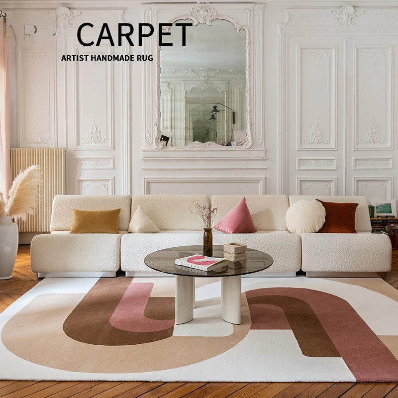 Tapis Géométrique Doux et Strié pour Salon – Référence : 462815