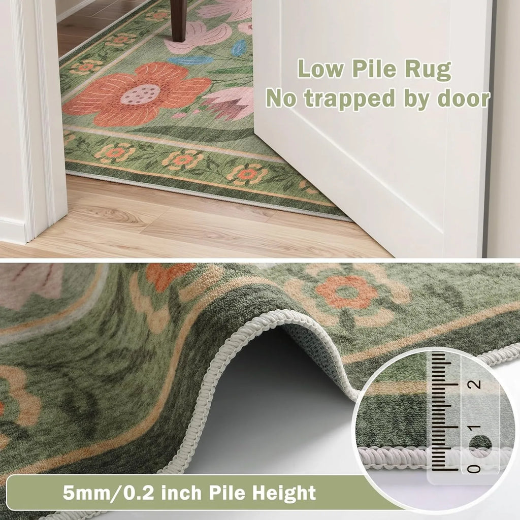 Tapis Floral Rose Rétro et Pratique – Référence : 483721