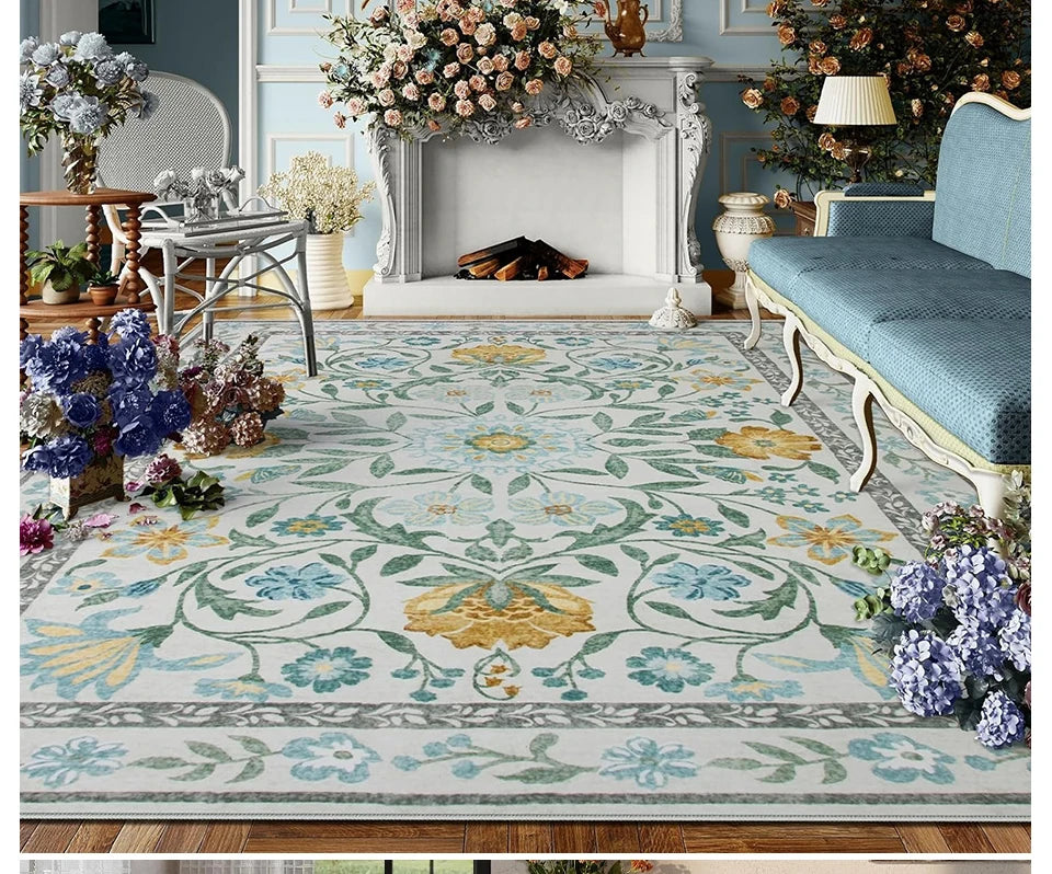 Tapis Floral Doux et Lavable en Machine – Référence : 738495
