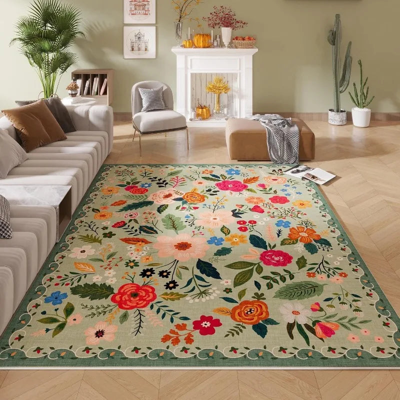 Tapis Floral Rétro Lavable Machine et Doux – Référence : 483216