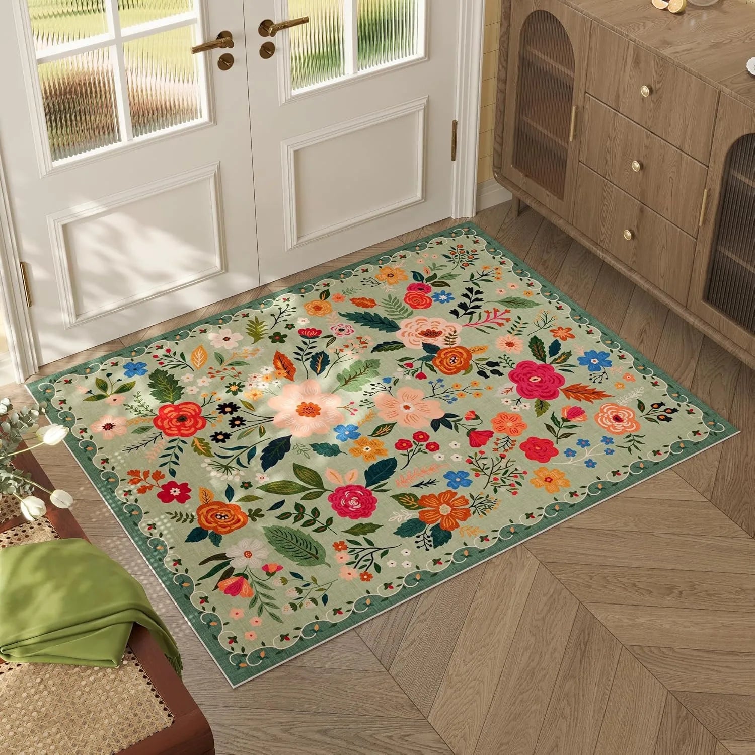 Tapis Floral Rétro Lavable Machine et Doux – Référence : 483216
