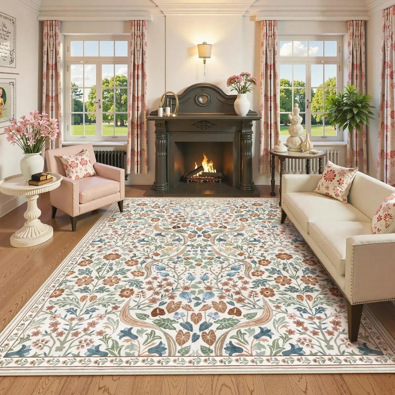 Tapis Floral Bohemian Coloré et Doux – Référence : 483726